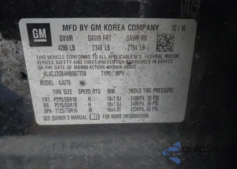 2017 Buick Encore from USA, damaged, VIN KL4CJ3SB4HB087759